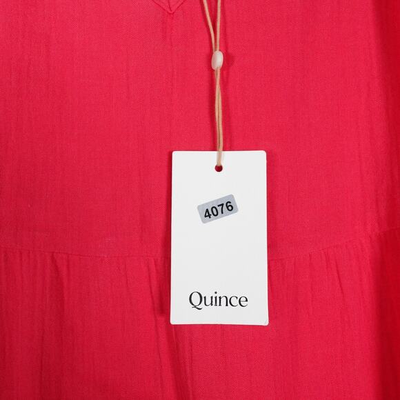 New Quince Hot Raspberry Pink Organic Cotton Gauze Tiered Maxi Dress XS 4076A - Picture 4 of 8
